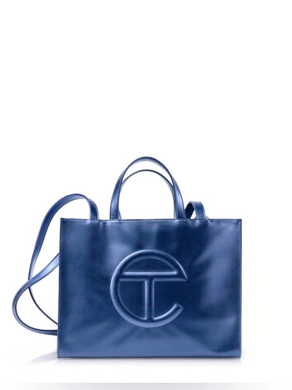 Telfar Medium Shopping Bag, Cobalt / Metallic Blue